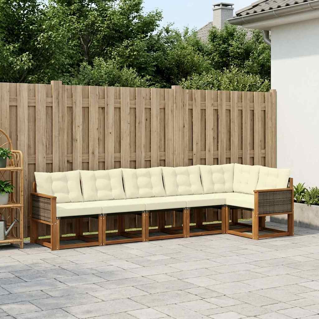 Outdoor-Sofagarnitur 6 stk. Natur und Creme
