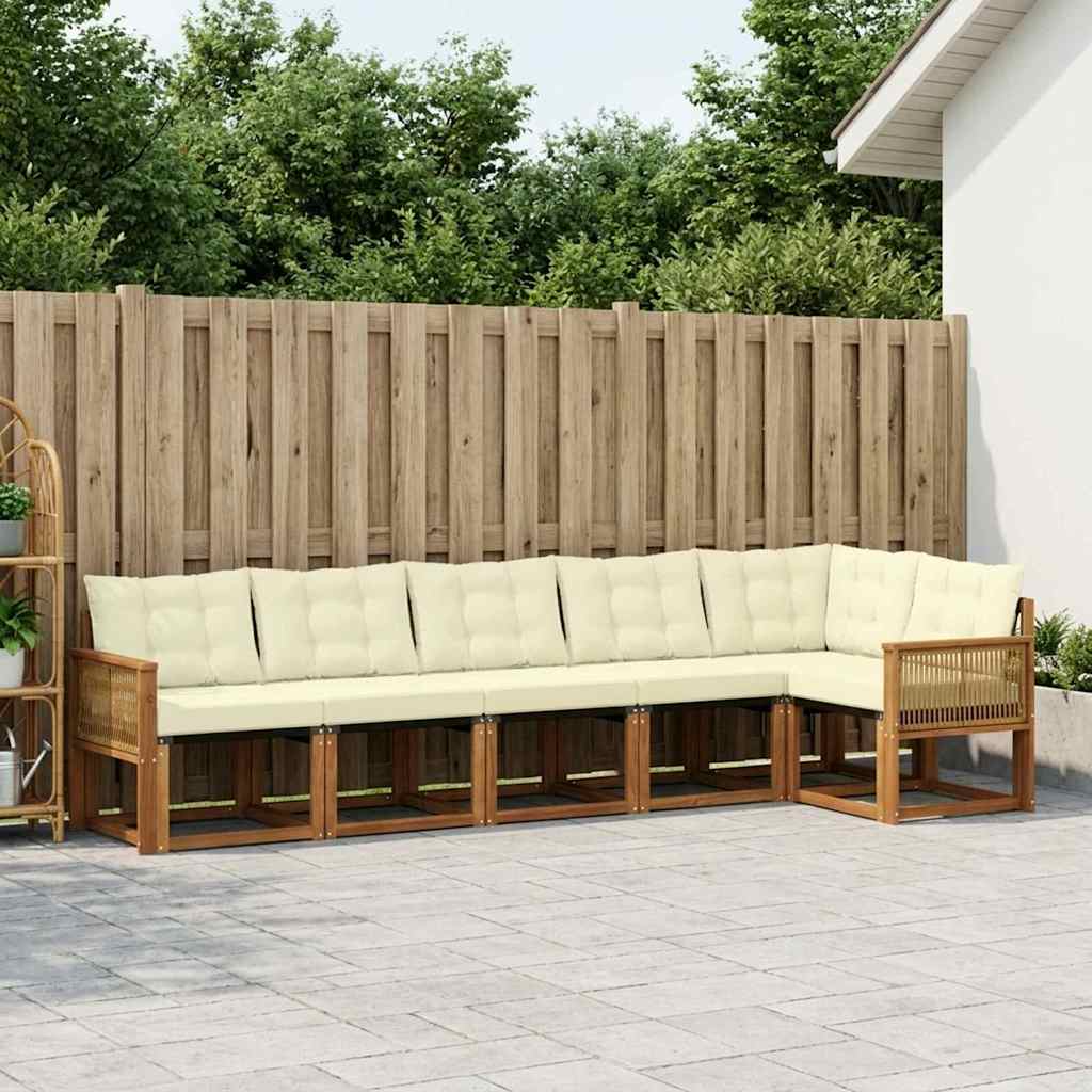 Outdoor-Sofagarnitur 6 stk. Natur und Creme