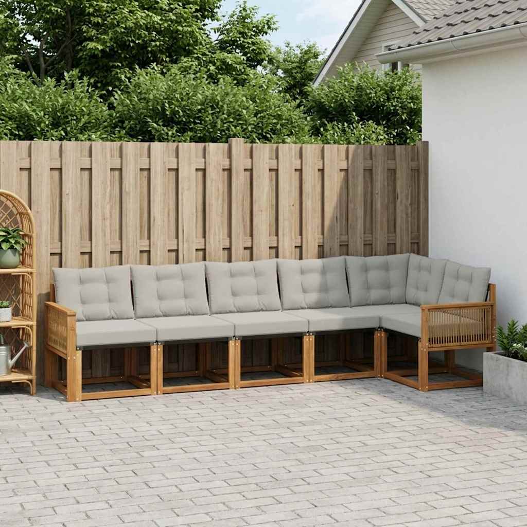 Outdoor-Sofagarnitur 6 stk. Natürlich und Hellgrau