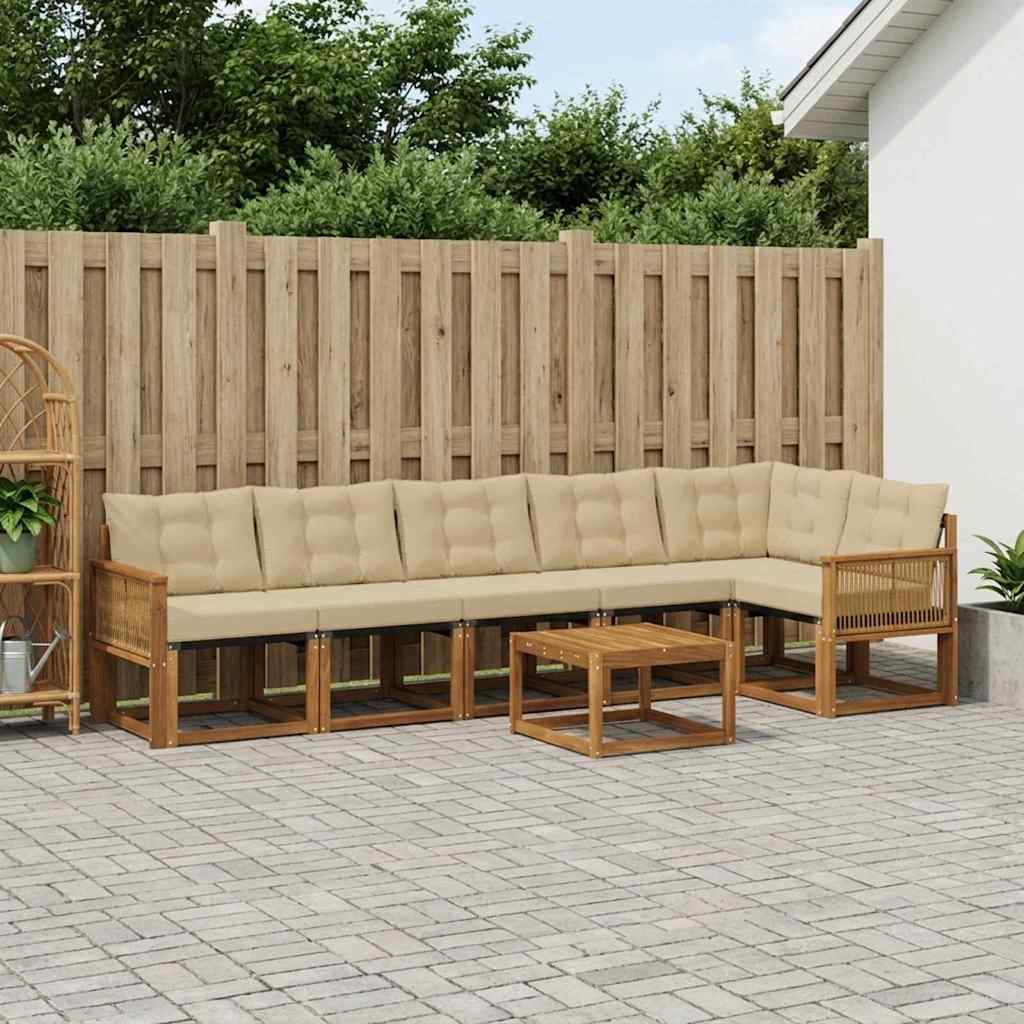 Outdoor-Sofagarnitur 7 stk. Natur und Beige