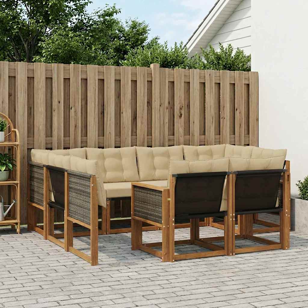 Outdoor-Sofagarnitur 7 stk. Natur und Beige