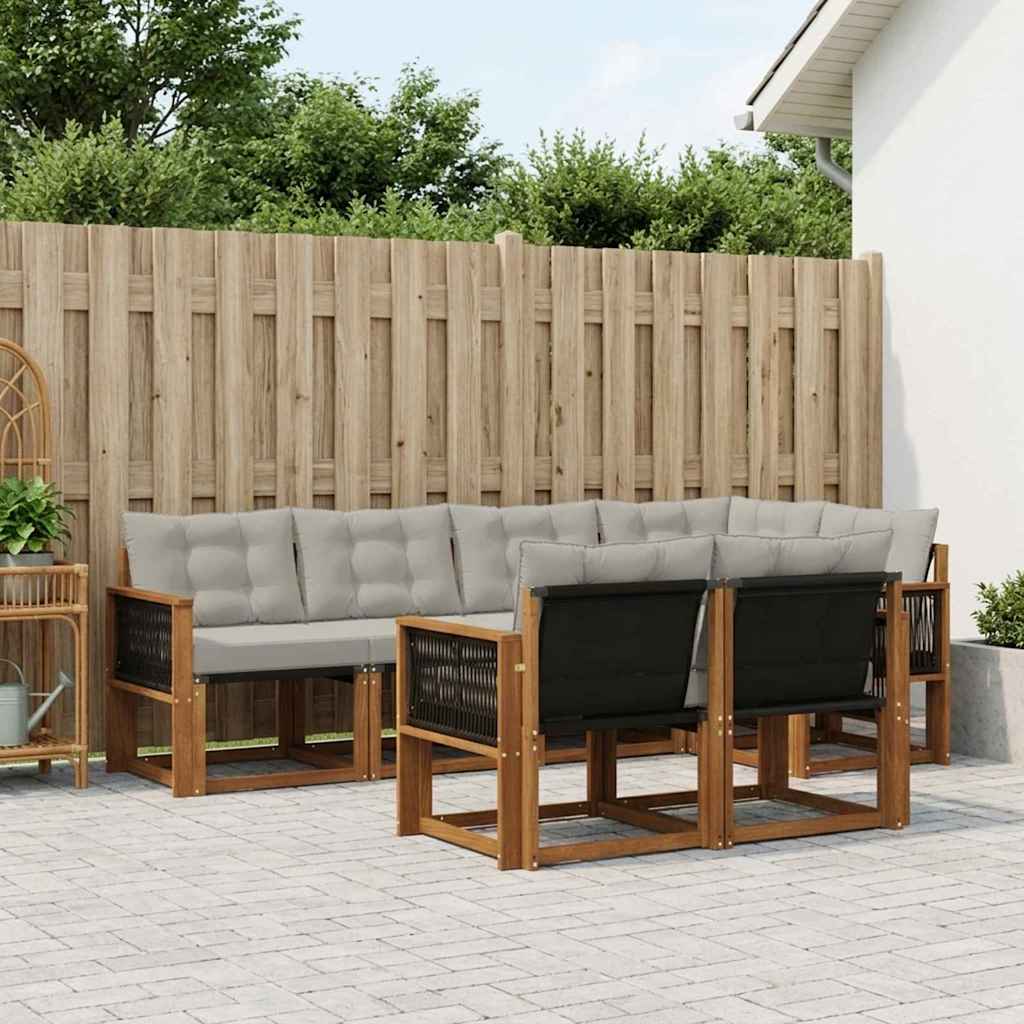 Outdoor-Sofagarnitur 7 stk. Natürlich und Hellgrau