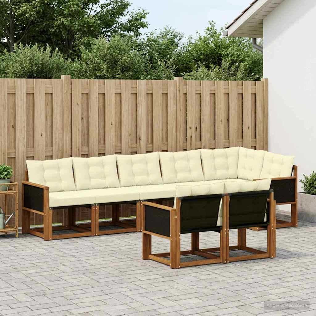 Outdoor-Sofagarnitur 8 stk. Natur und Creme