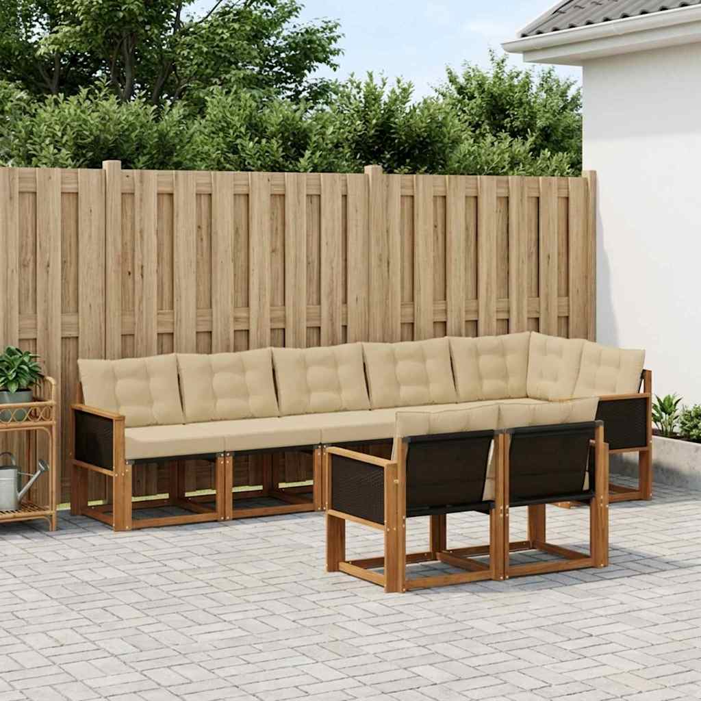Outdoor-Sofagarnitur 8 stk. Natur und Beige