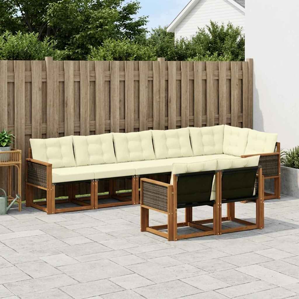 Outdoor-Sofagarnitur 8 stk. Natur und Creme