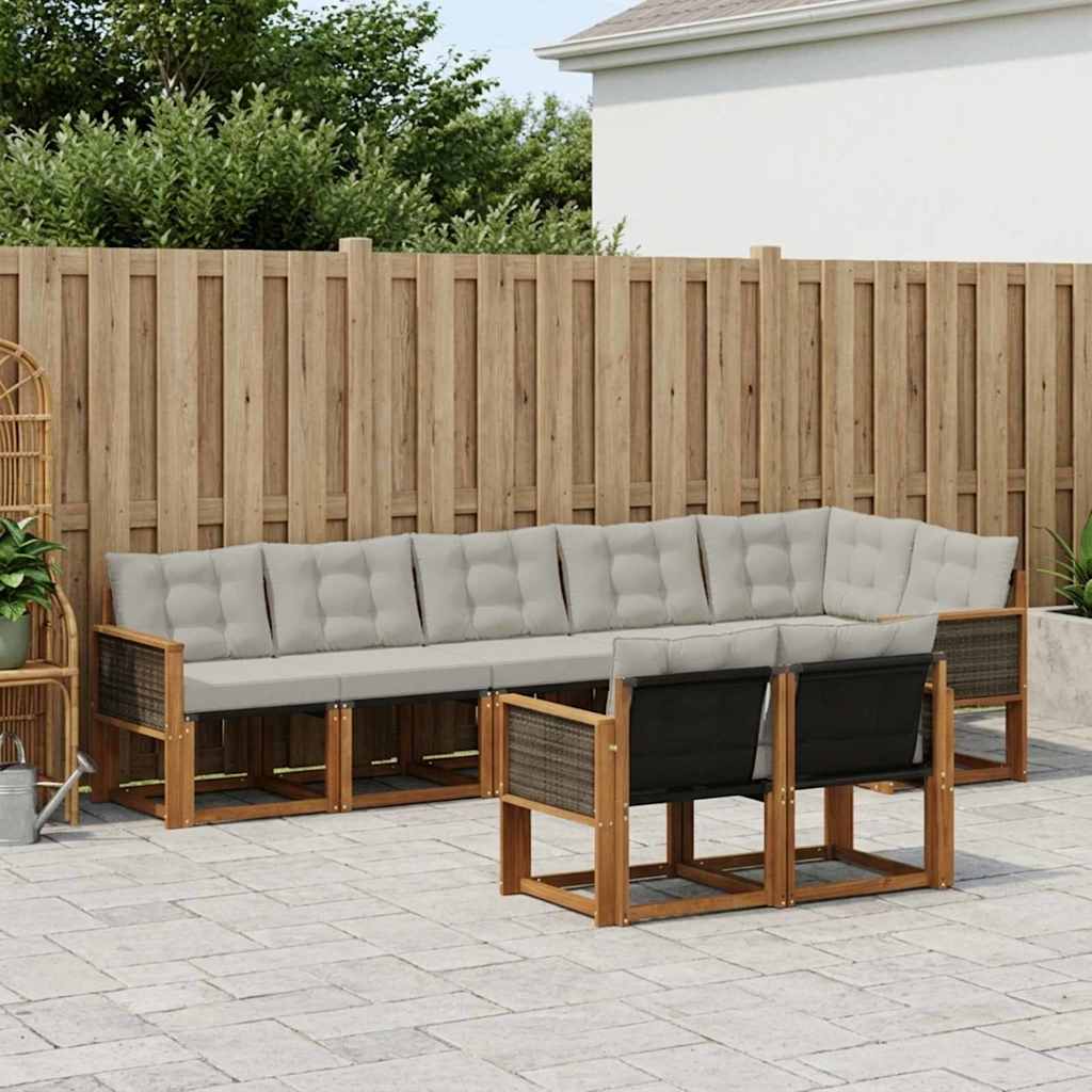 Outdoor-Sofagarnitur 8 stk. Natürlich und Hellgrau