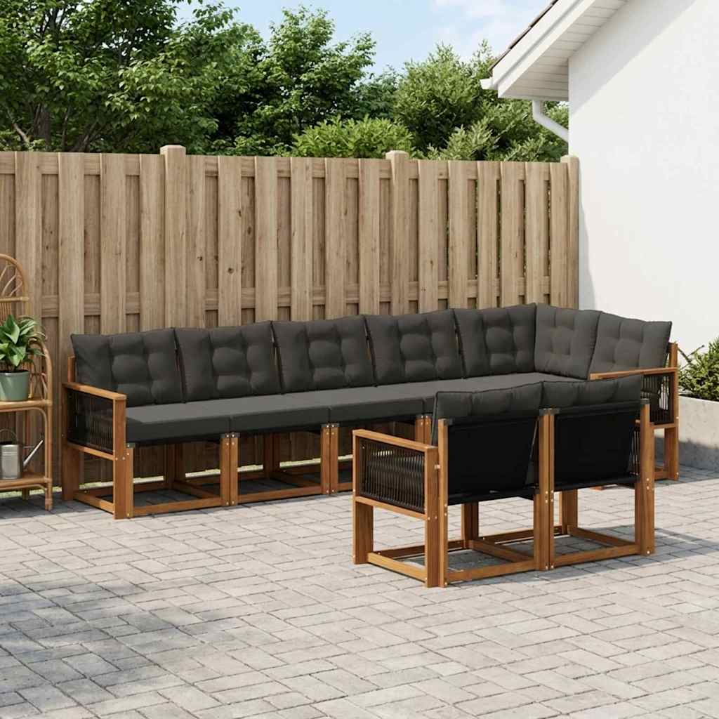 Outdoor-Sofagarnitur 8 stk. Natürlich und Schwarz