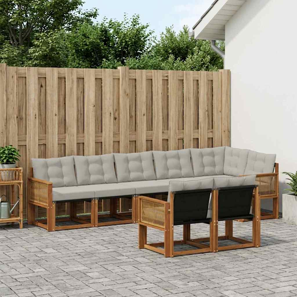 Outdoor-Sofagarnitur 8 stk. Natürlich und Hellgrau