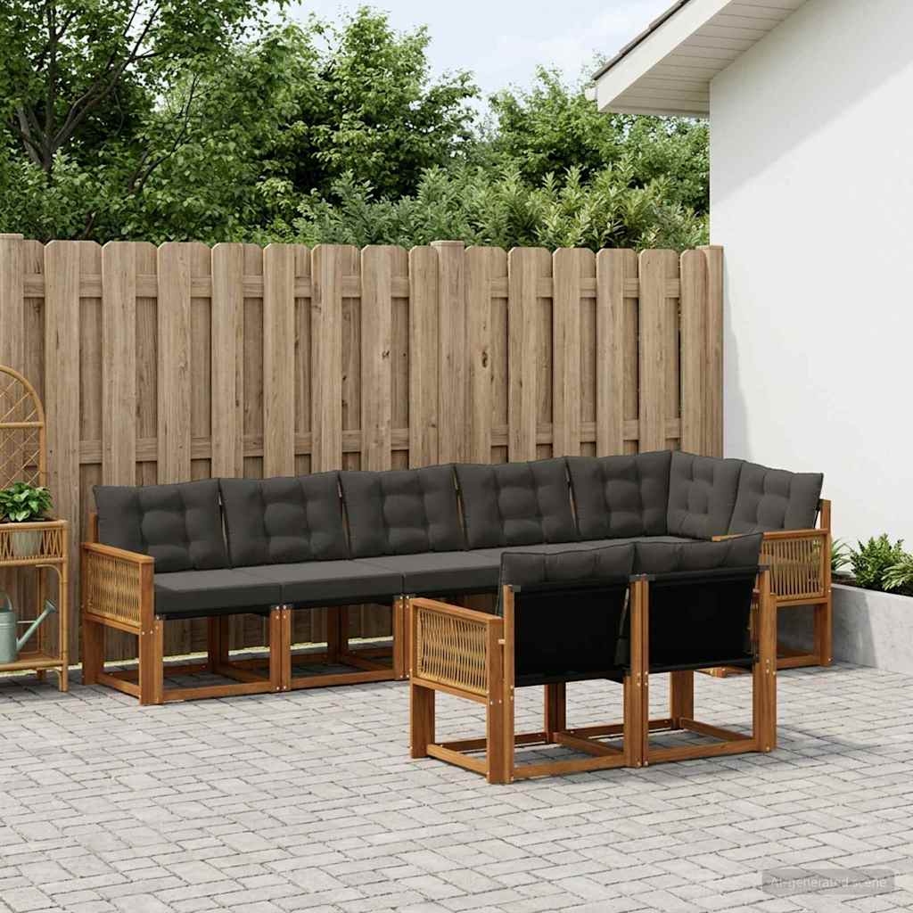 Outdoor-Sofagarnitur 8 stk. Natürlich und Schwarz