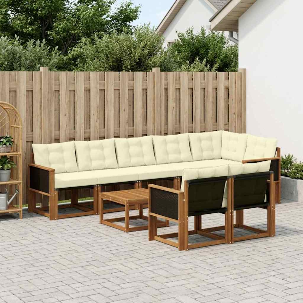 Outdoor-Sofagarnitur 9 stk. Natur und Creme