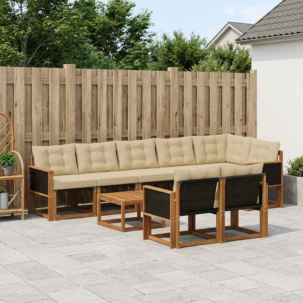 Outdoor-Sofagarnitur 9 stk. Natur und Beige