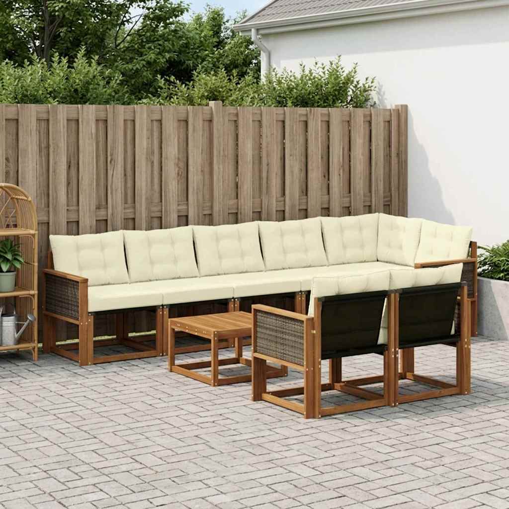 Outdoor-Sofagarnitur 9 stk. Natur und Creme