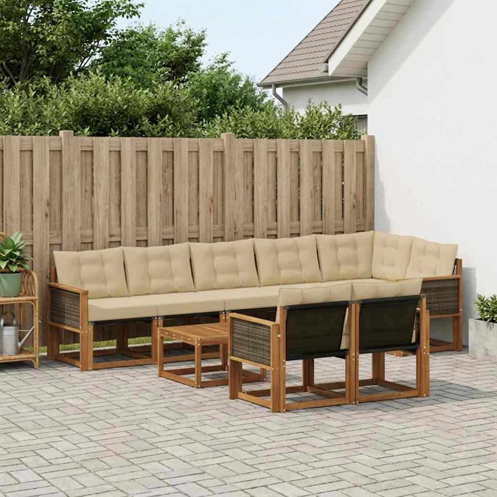 Outdoor-Sofagarnitur 9 stk. Natur und Beige