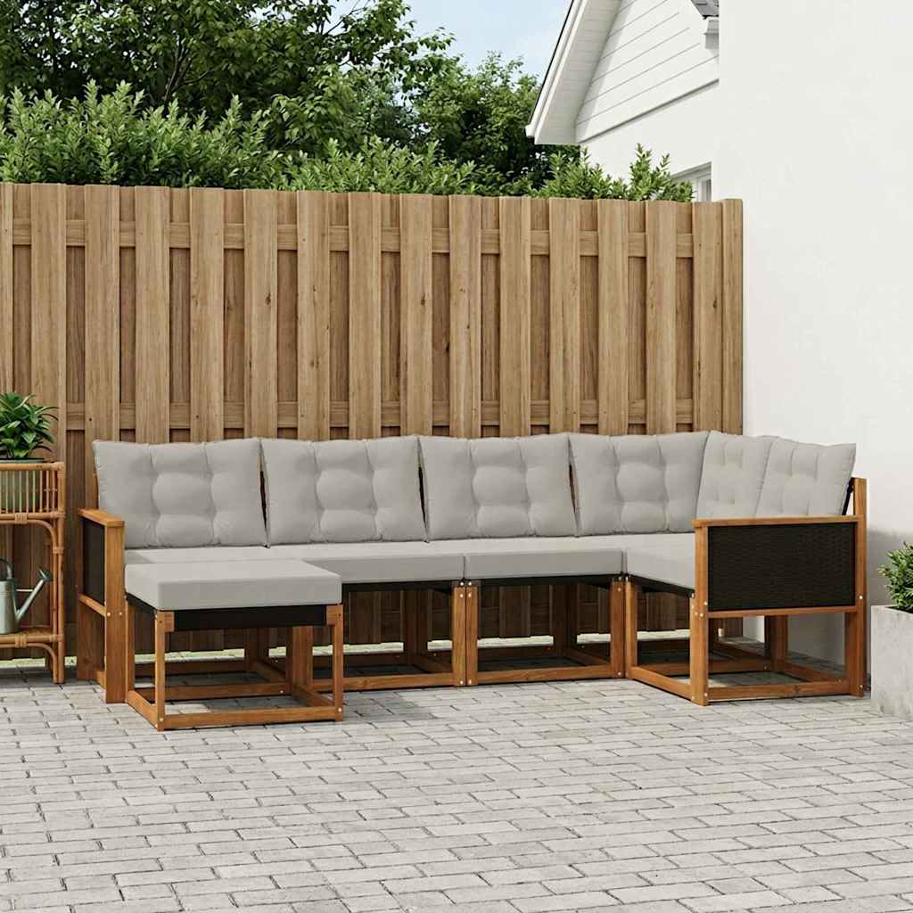 Outdoor-Sofagarnitur 6 stk. Natürlich und Hellgrau