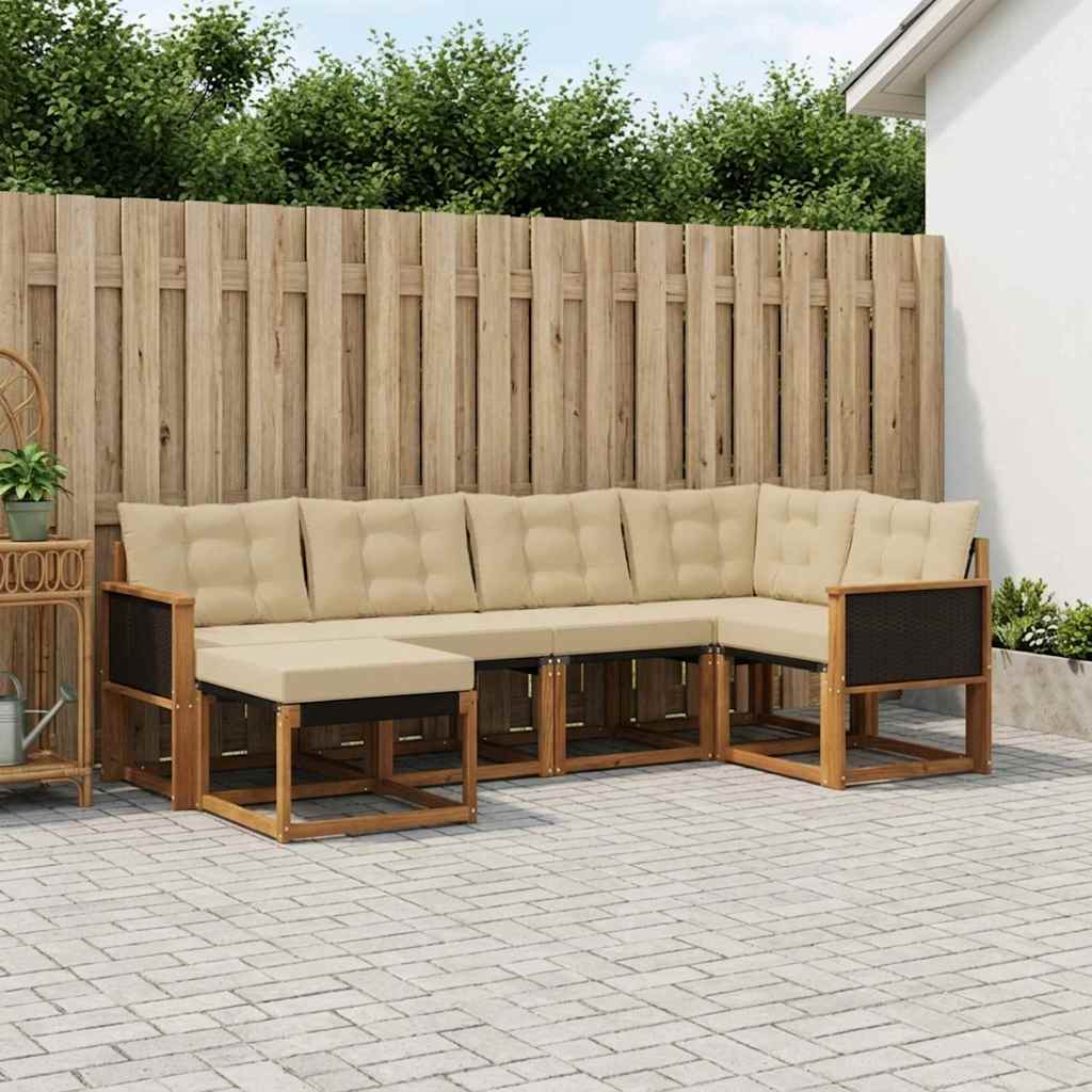 Outdoor-Sofagarnitur 6 stk. Natur und Beige