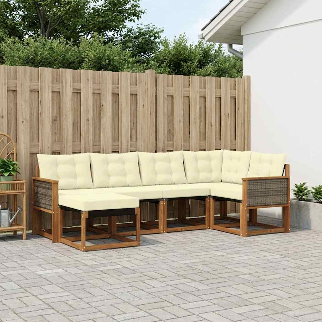 Outdoor-Sofagarnitur 6 stk. Natur und Creme