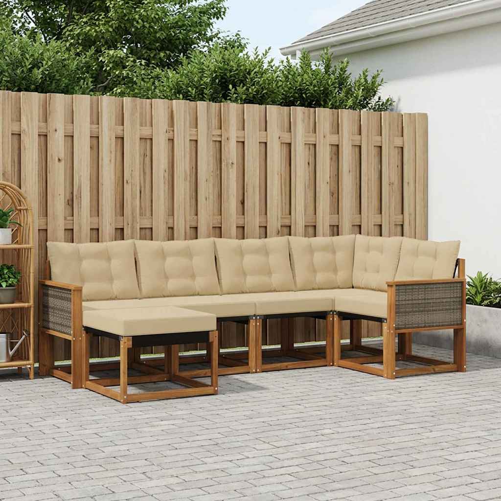 Outdoor-Sofagarnitur 6 stk. Natur und Beige