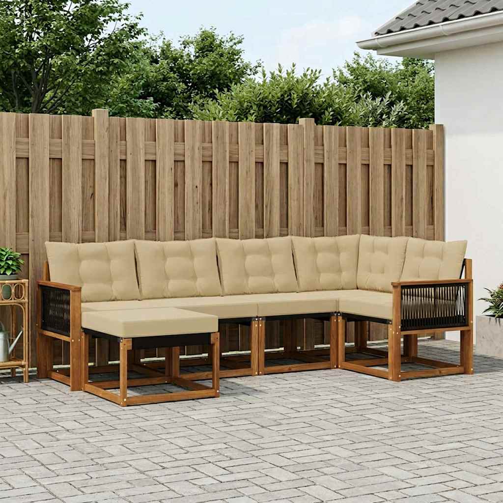 Outdoor-Sofagarnitur 6 stk. Natur und Beige