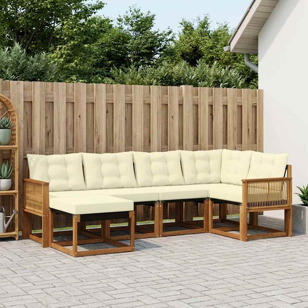 Outdoor-Sofagarnitur 6 stk. Natur und Creme