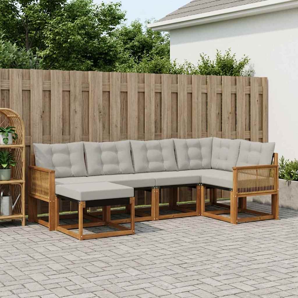 Outdoor-Sofagarnitur 6 stk. Natürlich und Hellgrau