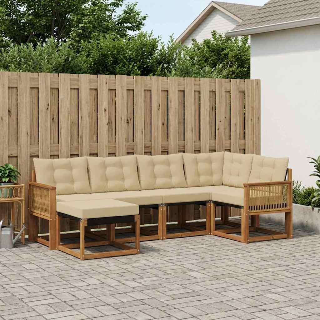 Outdoor-Sofagarnitur 6 stk. Natur und Beige