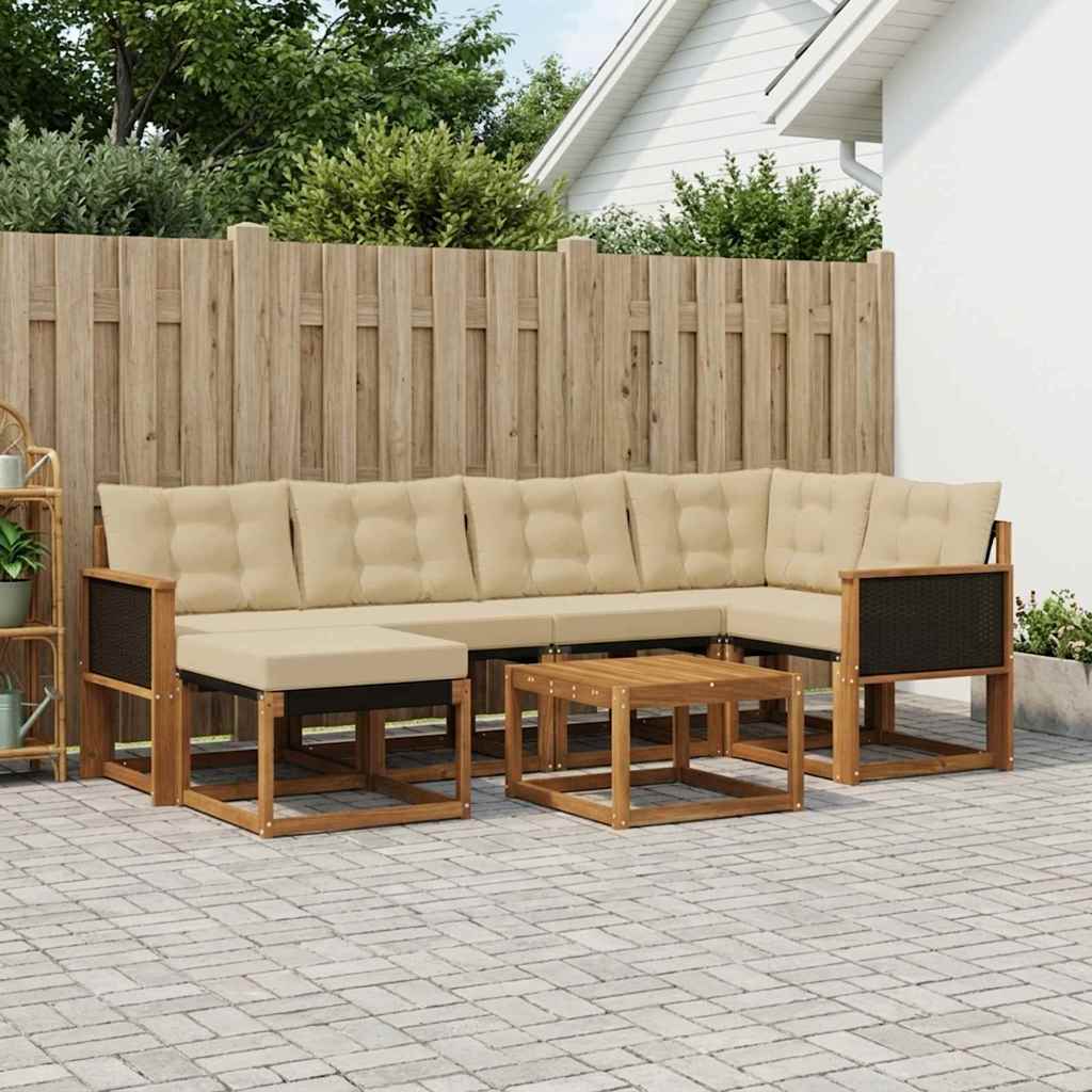 Outdoor-Sofagarnitur 7 stk. Natur und Beige