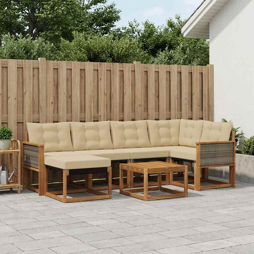 Outdoor-Sofagarnitur 7 stk. Natur und Beige