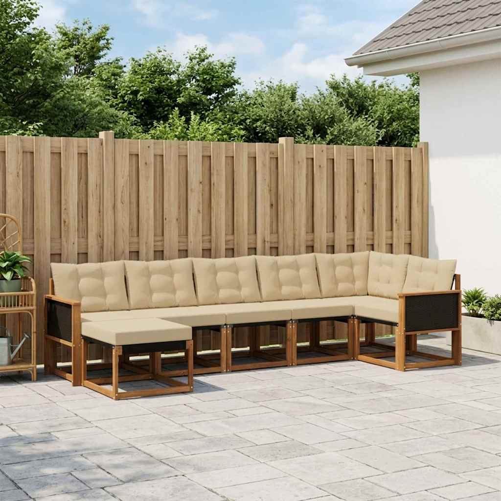 Outdoor-Sofagarnitur 7 stk. Natur und Beige