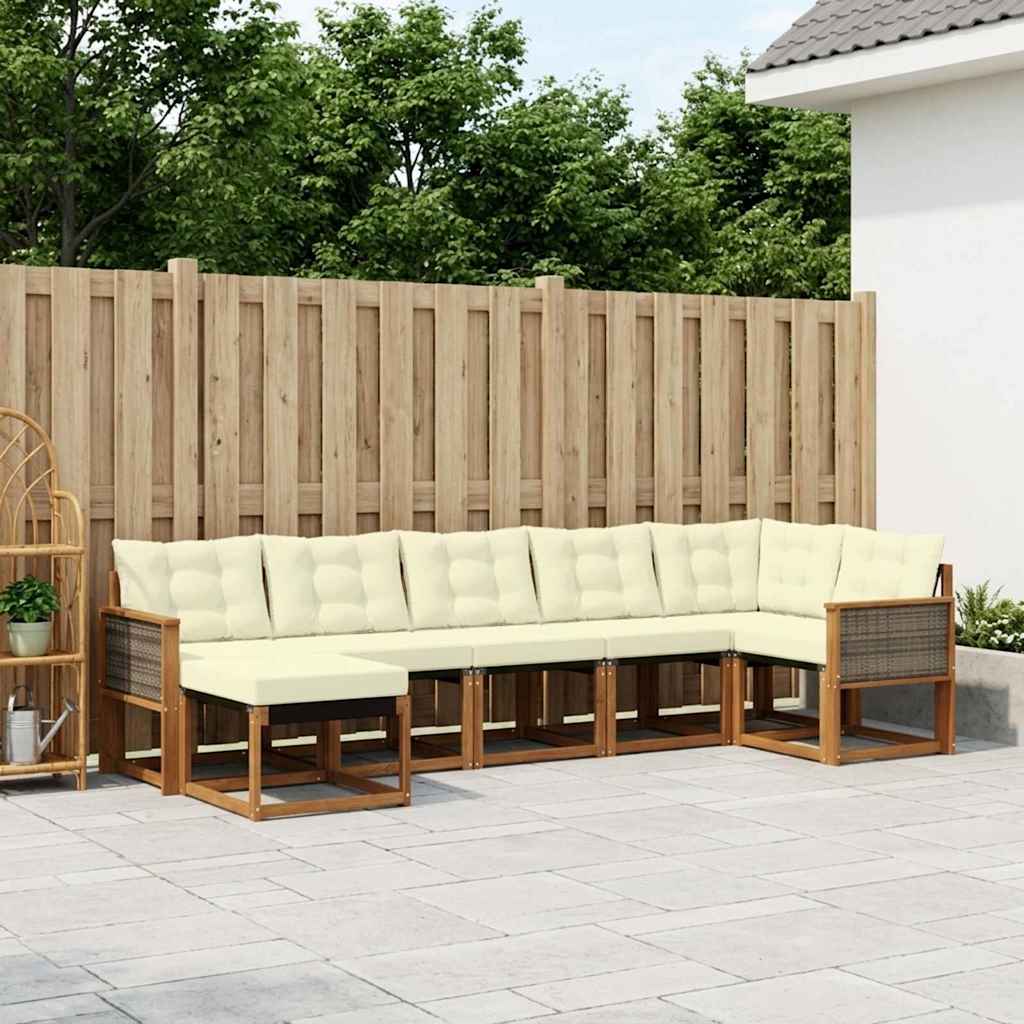 Outdoor-Sofagarnitur 7 stk. Natur und Creme