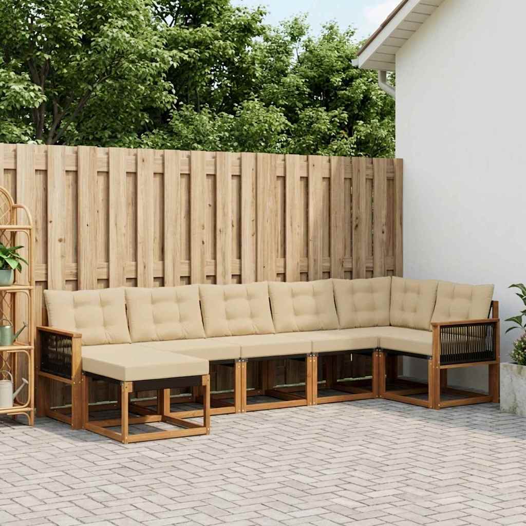 Outdoor-Sofagarnitur 7 stk. Natur und Beige