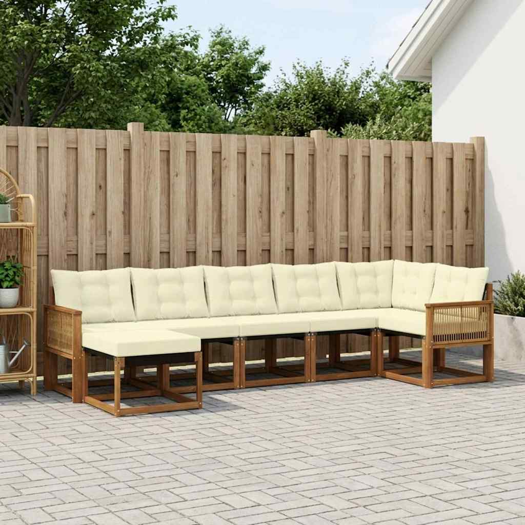 Outdoor-Sofagarnitur 7 stk. Natur und Creme