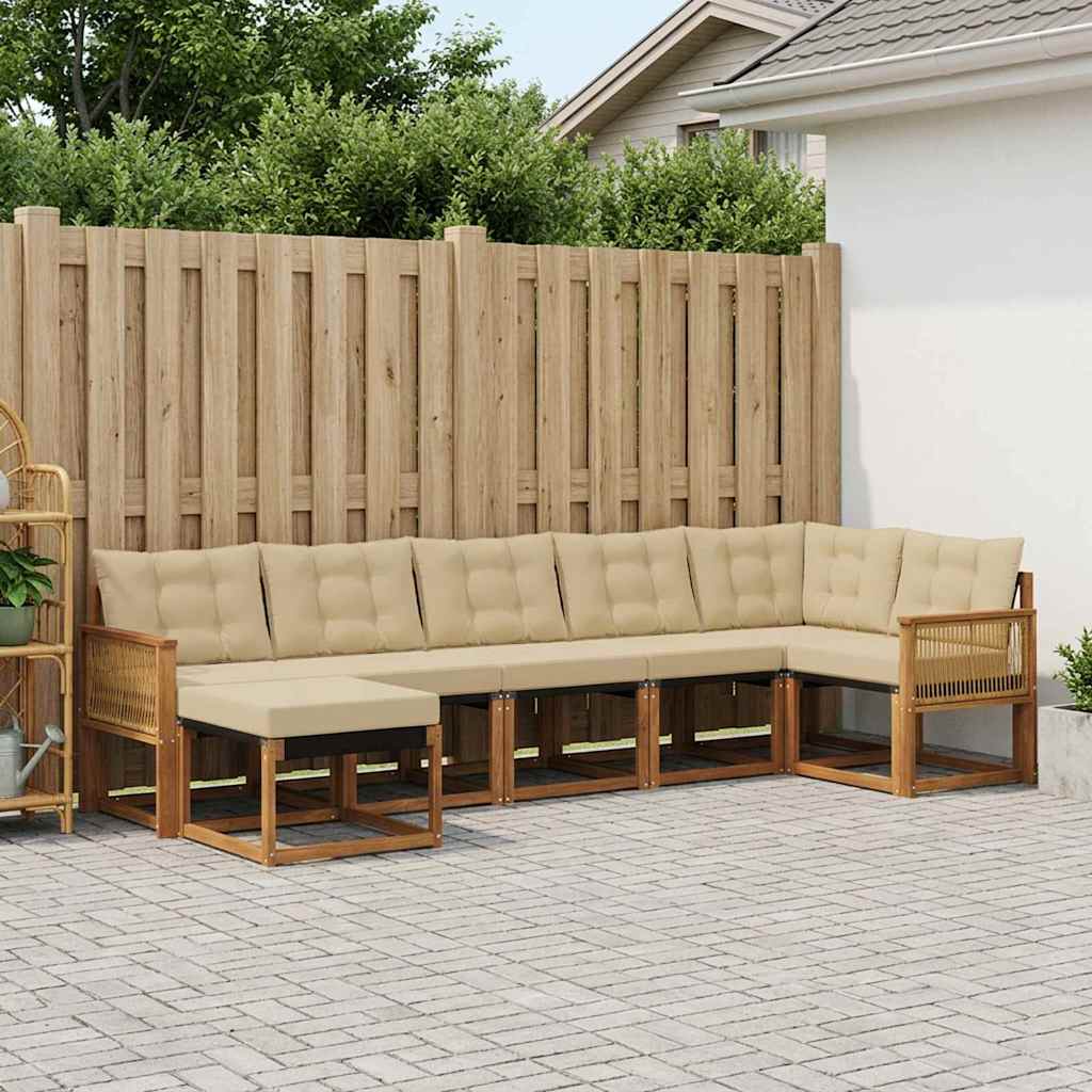Outdoor-Sofagarnitur 7 stk. Natur und Beige