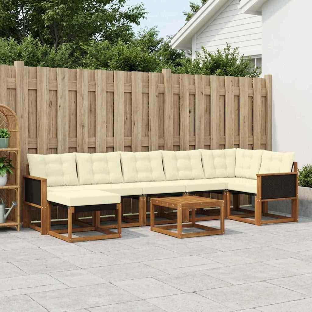 Outdoor-Sofagarnitur 8 stk. Natur und Creme