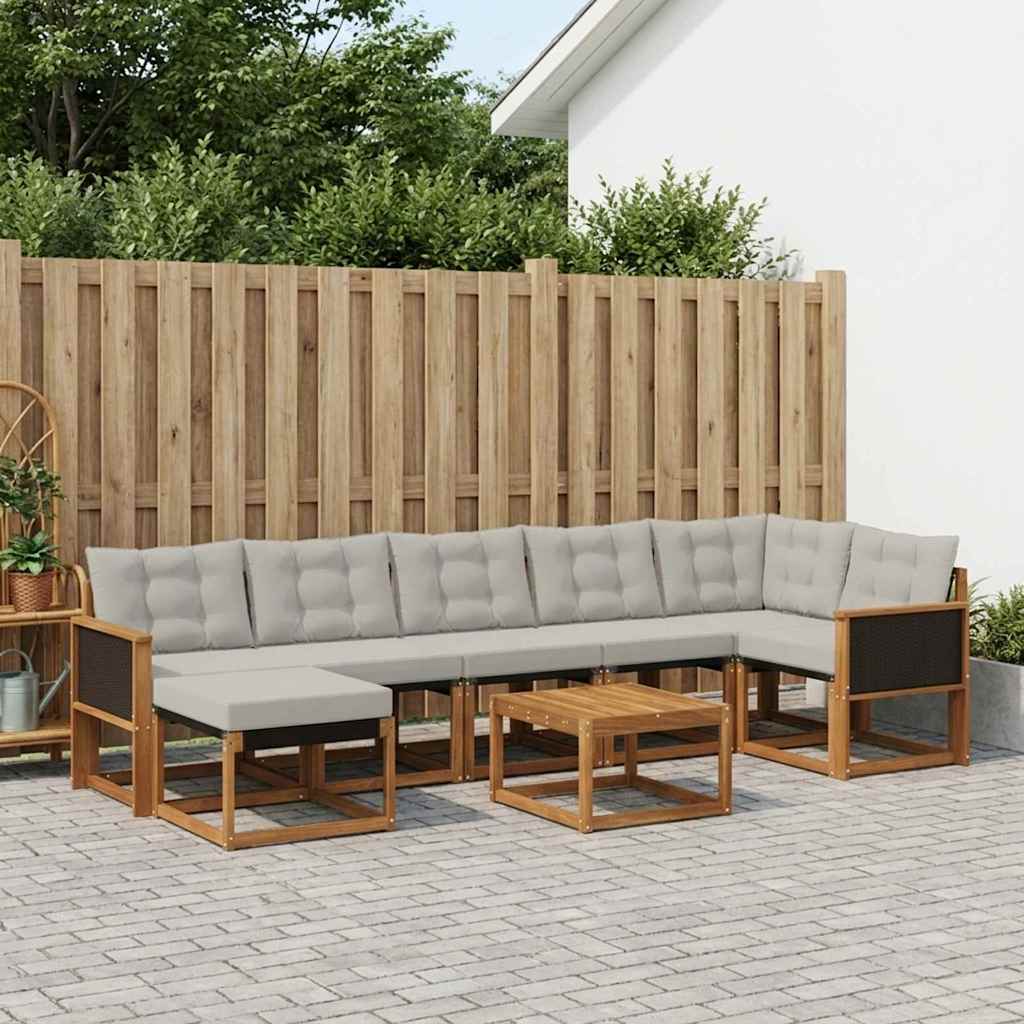 Outdoor-Sofagarnitur 8 stk. Natürlich und Hellgrau