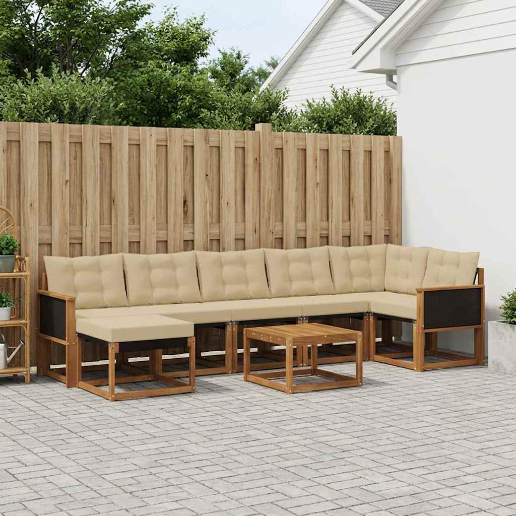 Outdoor-Sofagarnitur 8 stk. Natur und Beige