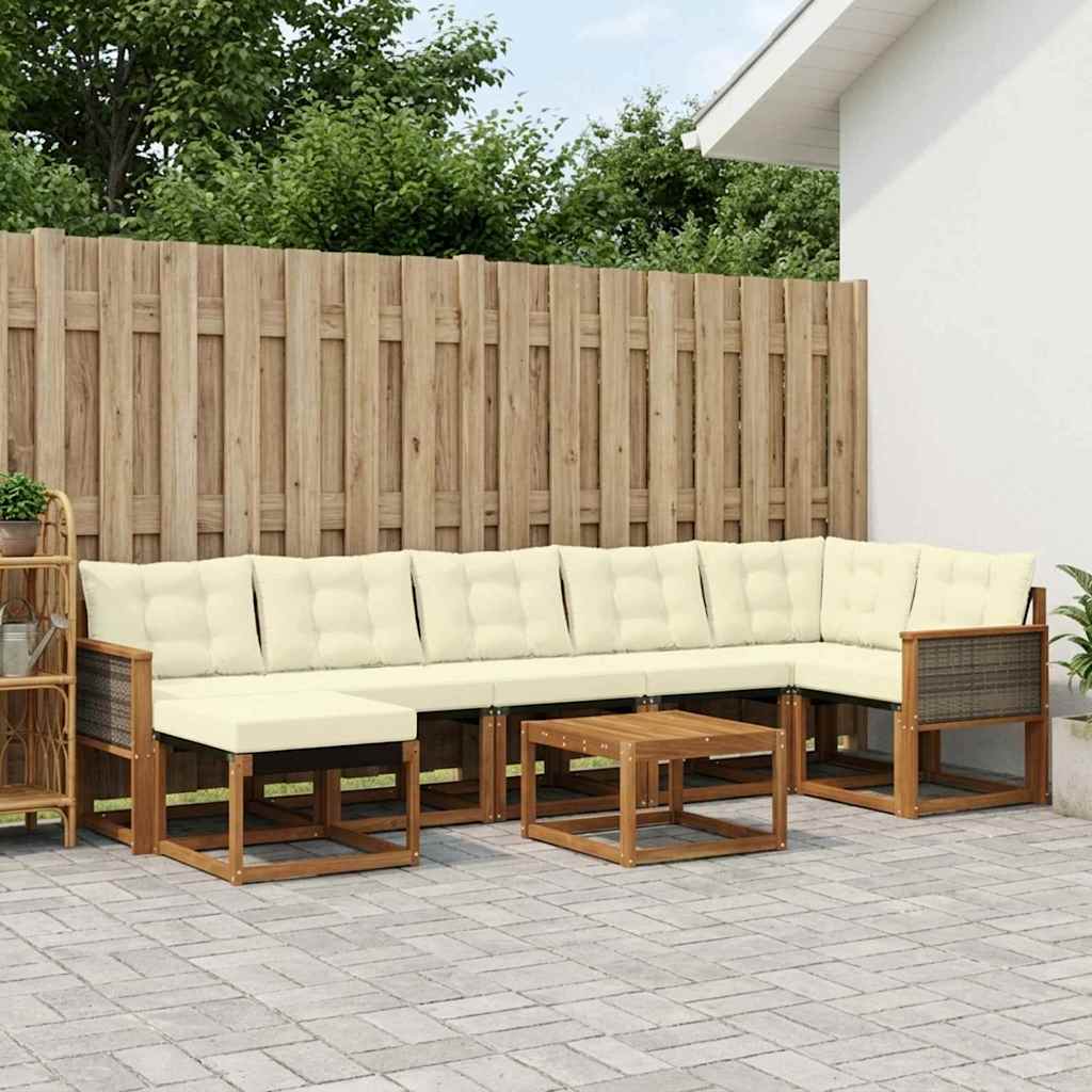 Outdoor-Sofagarnitur 8 stk. Natur und Creme
