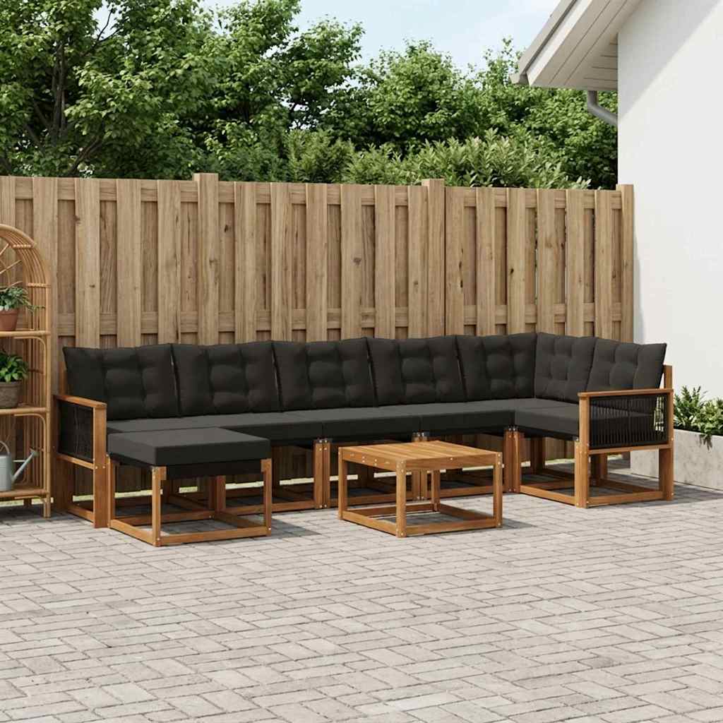 Outdoor-Sofagarnitur 8 stk. Natürlich und Schwarz