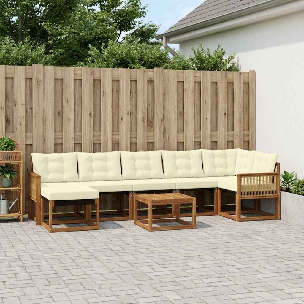 Outdoor-Sofagarnitur 8 stk. Natur und Creme
