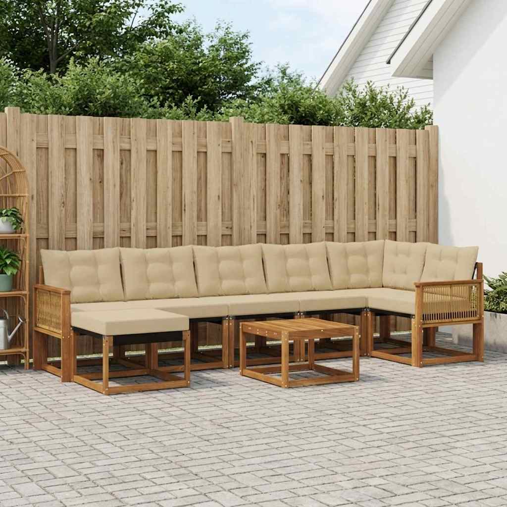 Outdoor-Sofagarnitur 8 stk. Natur und Beige