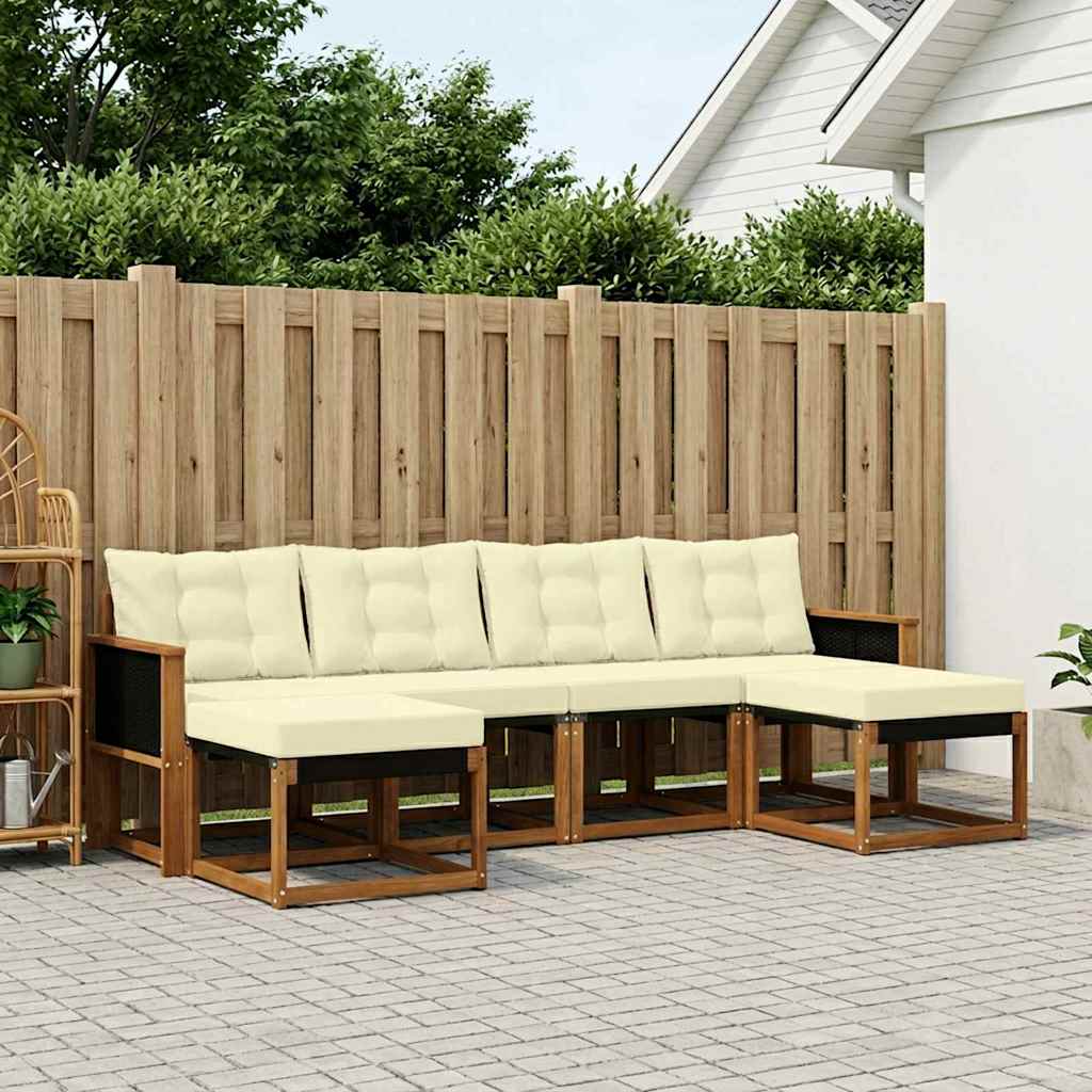 Outdoor-Sofagarnitur 6 stk. Natur und Creme