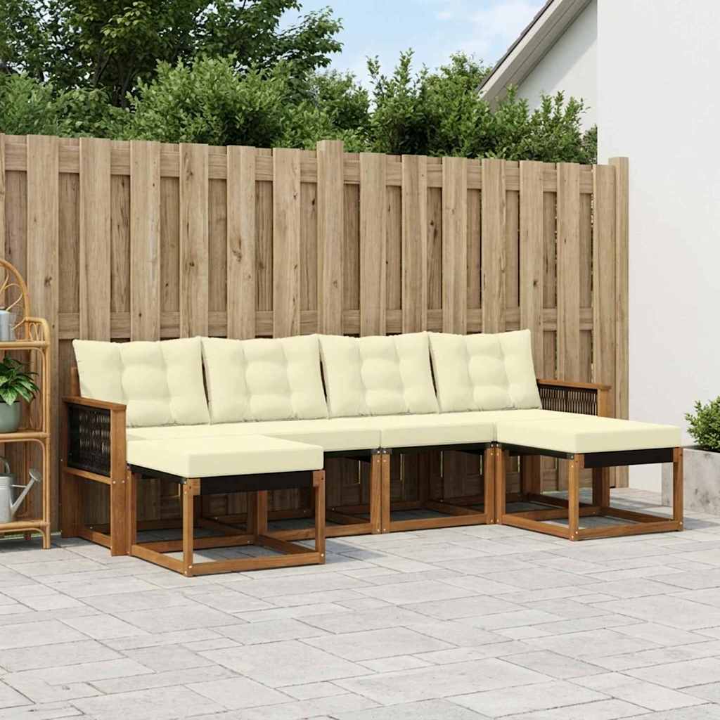Outdoor-Sofagarnitur 6 stk. Natur und Creme