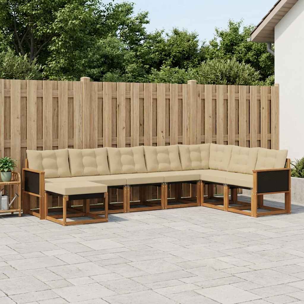 Outdoor-Sofagarnitur 8 stk. Natur und Beige