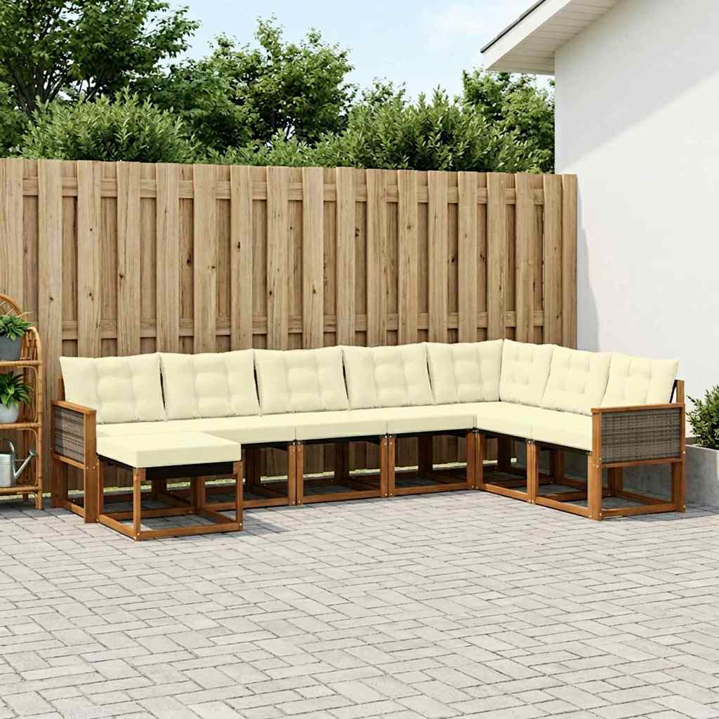Outdoor-Sofagarnitur 8 stk. Natur und Creme