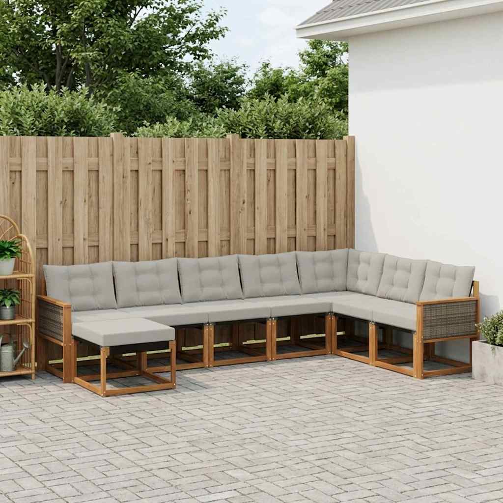 Outdoor-Sofagarnitur 8 stk. Natural and Light grey