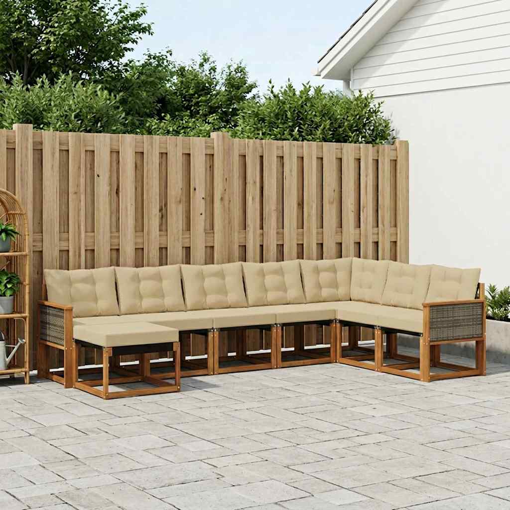 Outdoor-Sofagarnitur 8 stk. Natur und Beige