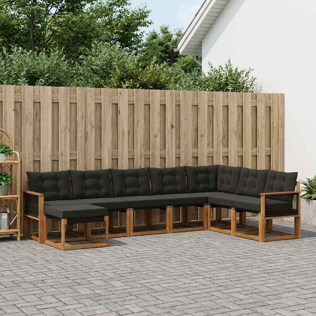 Outdoor-Sofagarnitur 8 stk. Natürlich und Schwarz