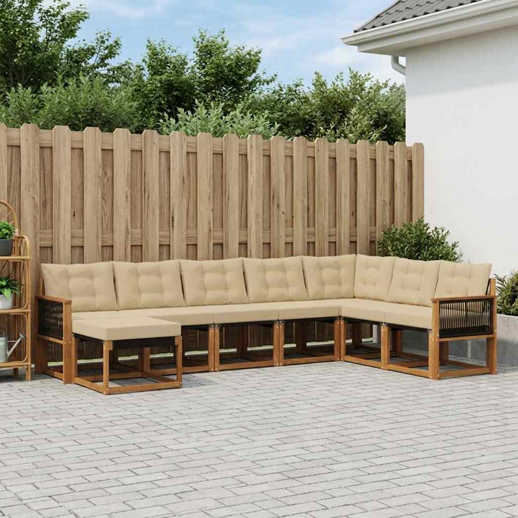 Outdoor-Sofagarnitur 8 stk. Natur und Beige