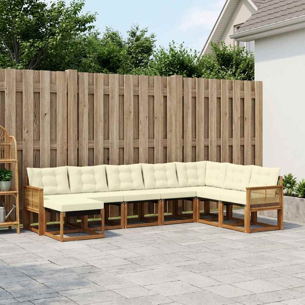 Outdoor-Sofagarnitur 8 stk. Natur und Creme