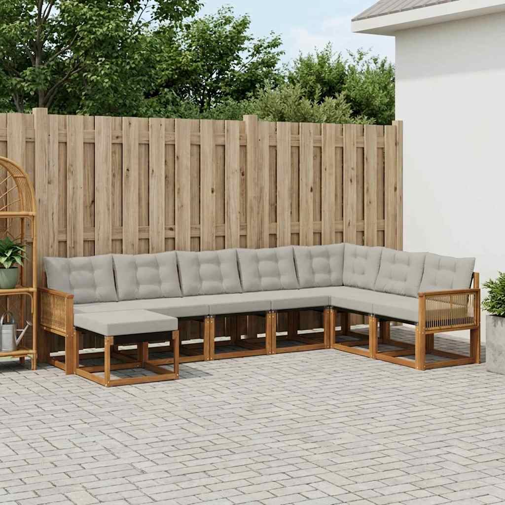 Outdoor-Sofagarnitur 8 stk. Natürlich und Hellgrau