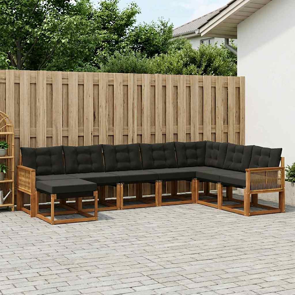 Outdoor-Sofagarnitur 8 stk. Natürlich und Schwarz